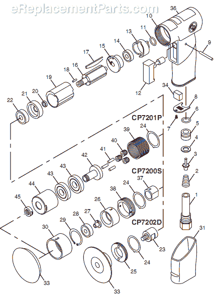 Page A Diagram and Parts List for CP7201P 8941172014 Chicago Pneumatic Sander
